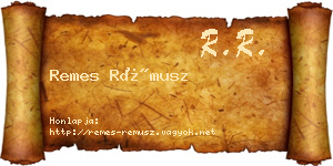 Remes Rémusz névjegykártya